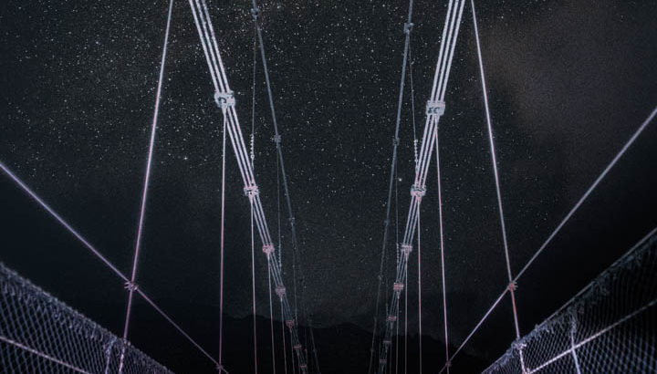 谷瀬の吊り橋から見える星空を紹介します。（奈良県十津川村）