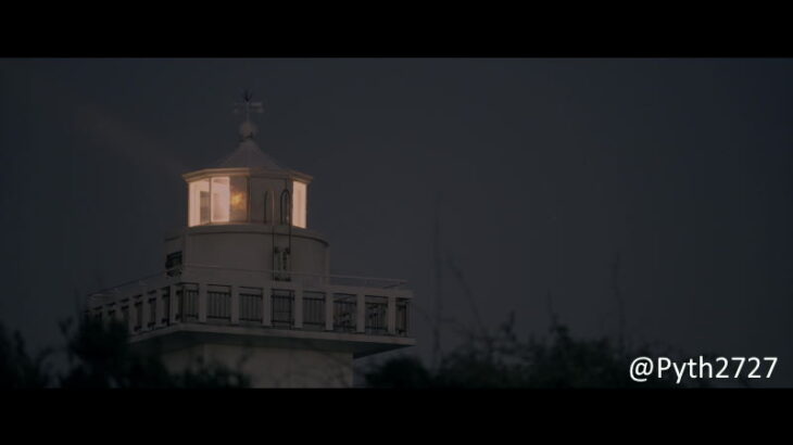 月夜の安乗崎灯台とライトアップ
