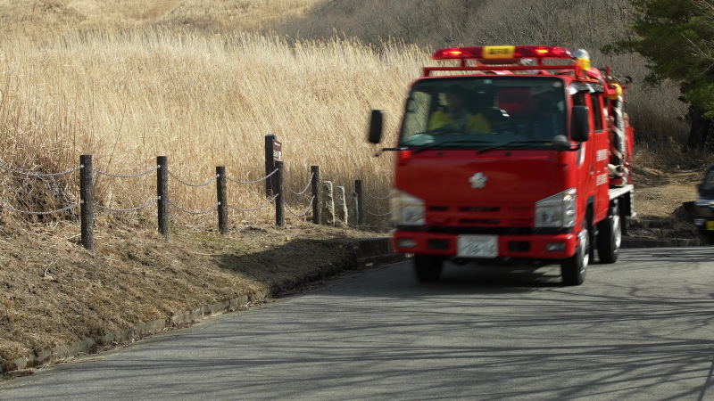 2022年 曽爾高原山焼き　消防車