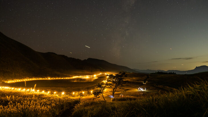 2022年　曽爾高原 山灯り、星空と天の川（ライトアップ）
