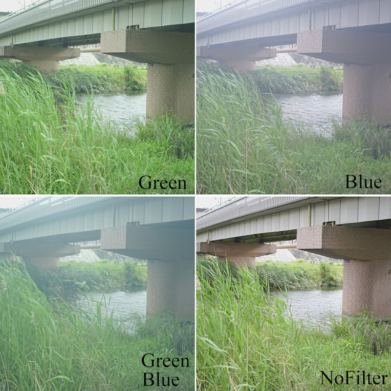 kenko NOSTALTONE Green blue 比較　くもり