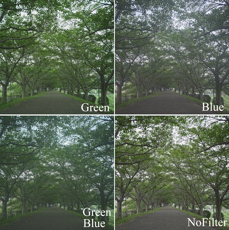 kenko NOSTALTONE Green blue 比較　くもり